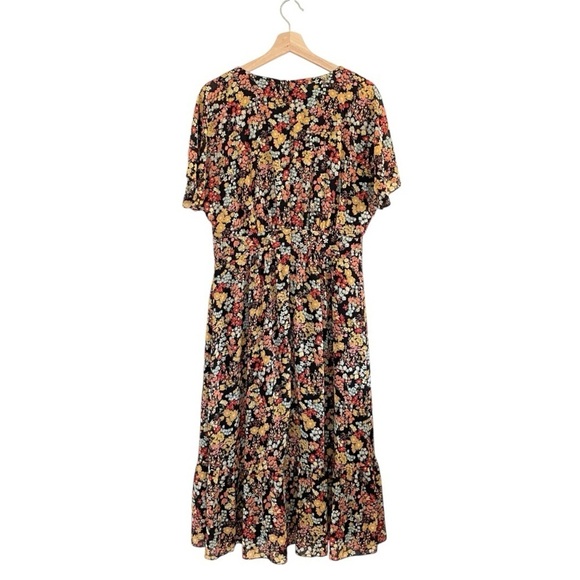 Madewell Dolman Sleeve Ruffle Hem Midi Dress Flower Garden Multicolor 10 Large - Picture 6 of 15